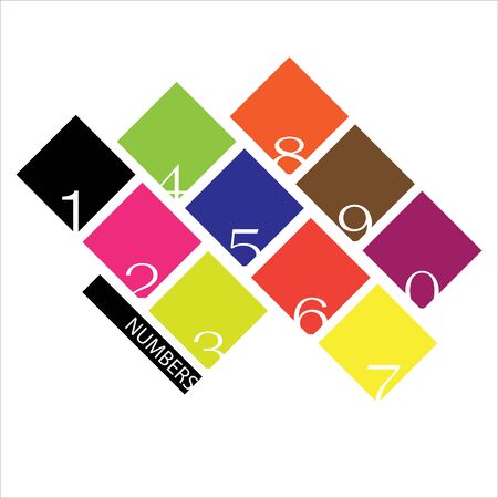 Symbol set. Vector illustration,Numbers set in vintage style. Vector elements illustration template for web design or greeting.Numbers in squaresのイラスト素材