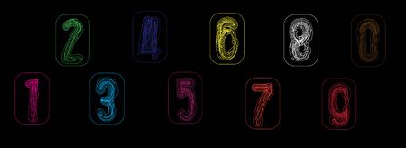 Symbol set. Vector illustration,Numbers colourful set in vintage style. Vector elements illustration...