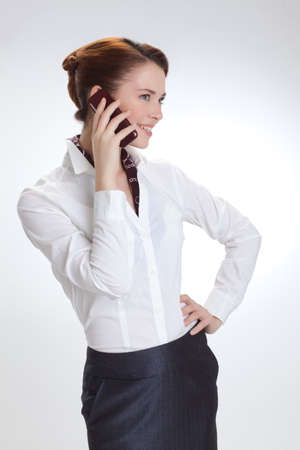 Business woman in the white blouse  isolated white backgroundの写真素材