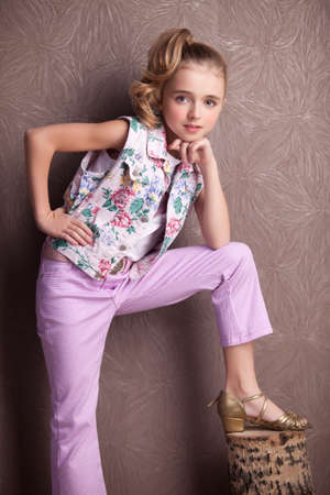 Pretty cheerful model in leather high bootsの写真素材