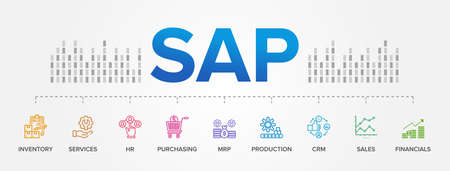 SAP Enterprise Resource Planning (ERP) construction concept module vector iconsのイラスト素材