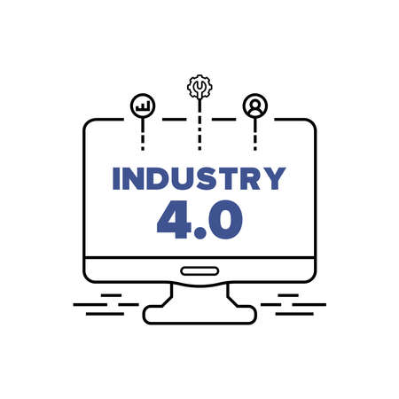 Industry 4.0 vector icon in computer screenのイラスト素材