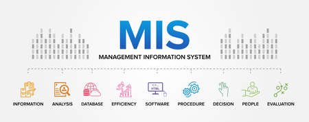 MIS - Management Information System vector icons set infographics background.のイラスト素材