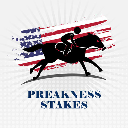 Preakness Stakes Horse Racing vector, icon, illustration concept. The Preakness Stakes is traditionally held on the third Saturday in May.のイラスト素材
