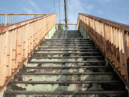 Stairs of a pedestrian overpassの写真素材