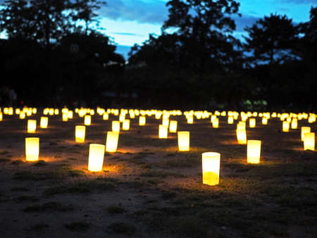 Scenery of Nara where candles gleaming beautifully