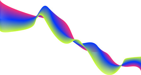Curved smooth tape. wave colored lines. Abstract wavy stripes isolated on a white background. Design elements created using the Blend Tool. vector illustration.のイラスト素材