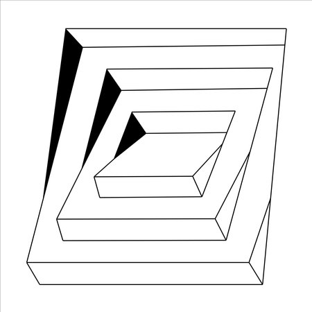 Abstract chaotic, illusion geometric pattern. Decorative black and white ornament. Geometric vector illustration designのイラスト素材