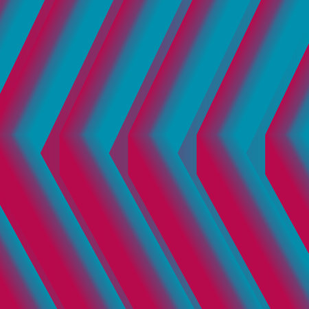 Cornered abstract background with striped pattern in 90s neon colors. Texture of gradient horizontal V-shape line ornament. Design template of flyer, banner, cover, poster.のイラスト素材