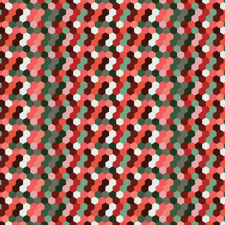 Christmas pattern with hexagons. Abstract design in Christmas colors. New year background. Vector...