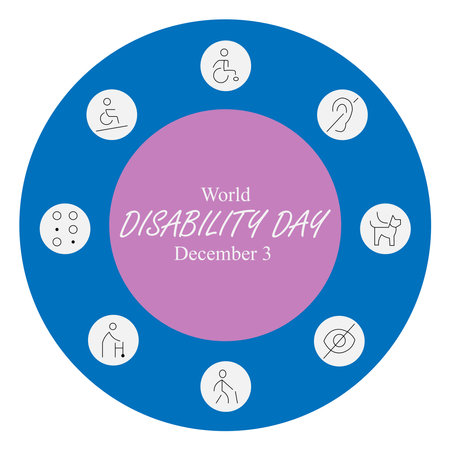 December 3 World Disabled Day. International day of people with disability. Vector illustration.のイラスト素材