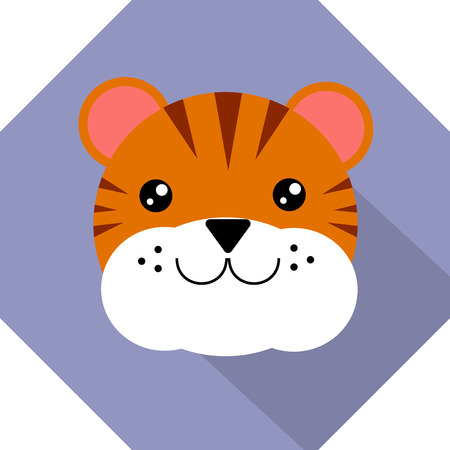 tiger head icon flat designのイラスト素材