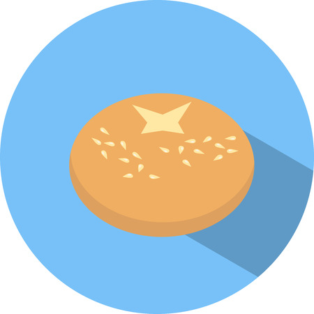 Bread flat icon with long shadow. Bread loaf icon, sign icon, vector illustration. Bread symbol. Flat icon. Flat design style for web and mobile.のイラスト素材