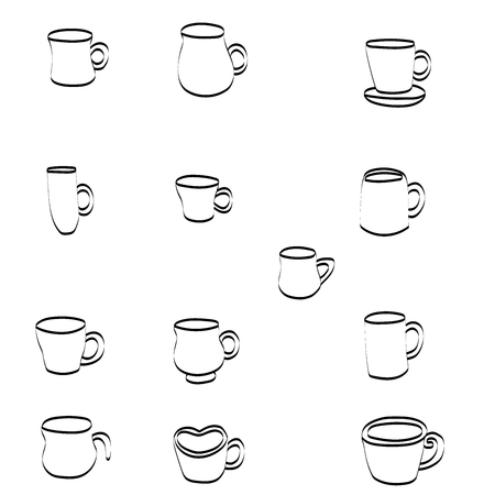 Coffee and Coffee cup Icons with White Backgroundのイラスト素材