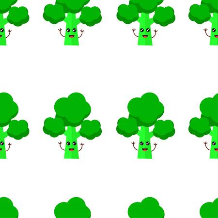 Seamless Pattern Cute Broccoli Background Vector Illustration. Elegant beautiful ornament for fabric, wrapping and textileのイラスト素材