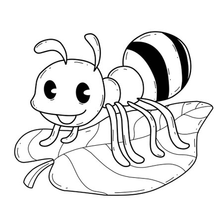 animals coloring book alphabet. Isolated on white background. Vector cartoon ant.のイラスト素材