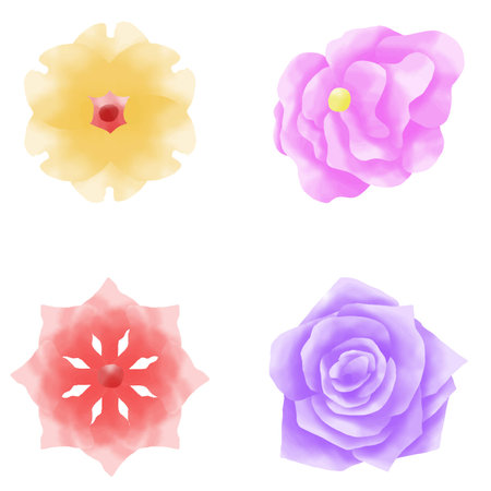 watercolor flower elements, suitable for template, and others.のイラスト素材
