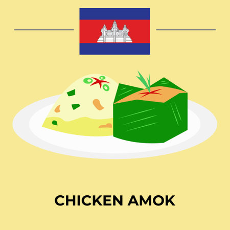 Chicken Amok Cambodia food. easy to edit.のイラスト素材
