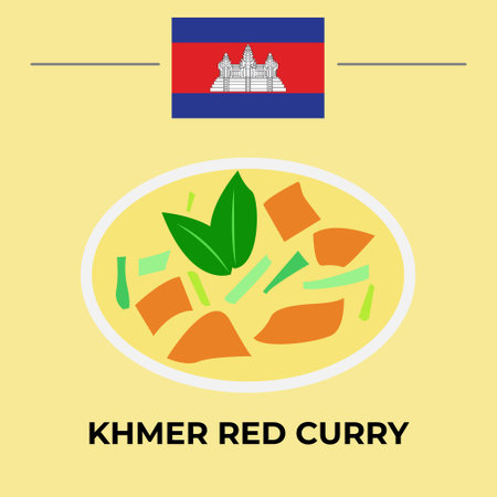 Khmer Red Curry Cambodia food. easy to edit.のイラスト素材
