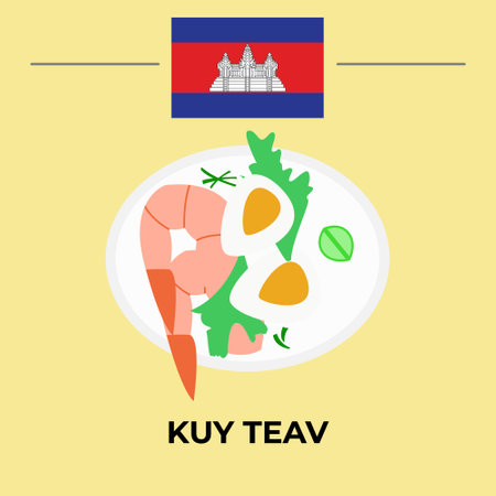 Kuy Teav Cambodia food. easy to editのイラスト素材
