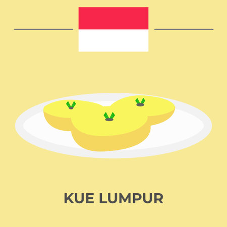 kue lumpur Indonesian Food. easy to edit.のイラスト素材