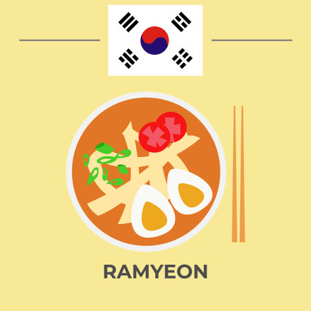 Ramyeon Korean Food. easy to edit.のイラスト素材