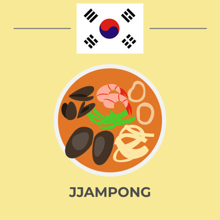 Jjampong Korean Food. easy to edit.のイラスト素材