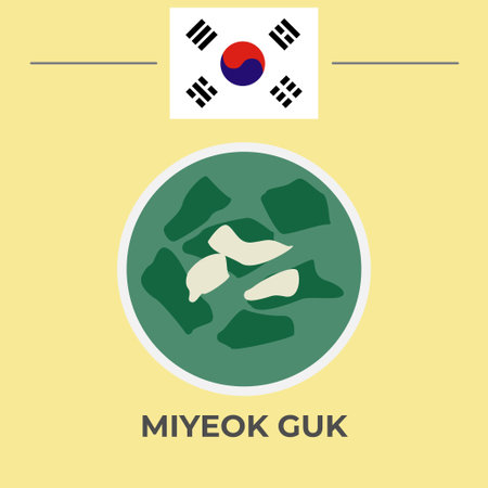 Miyeok Guk Korean Food. easy to edit.のイラスト素材