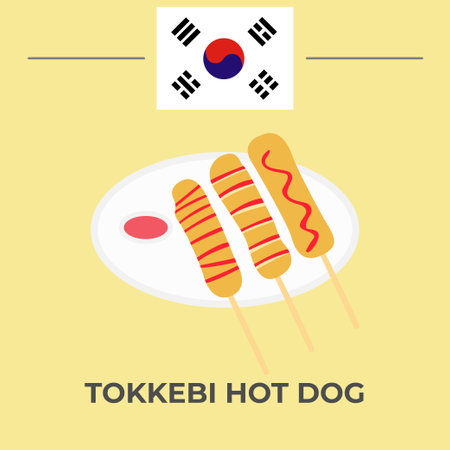 Tokkebi Hot Dog Korean Food. easy to editのイラスト素材