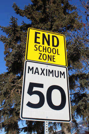 Speed Limit Sign at End of School Zoneの写真素材
