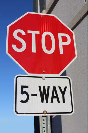 Five Way Stop Signの写真素材