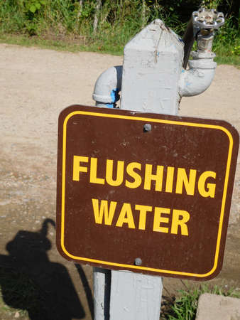 Flushable Water Station at a Campgroundの写真素材