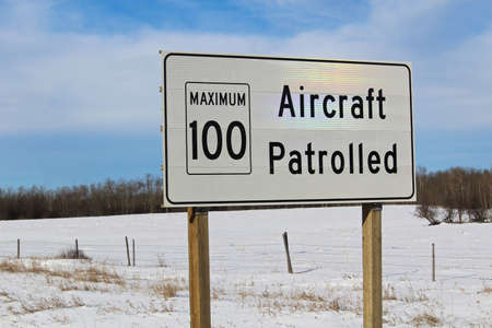 Aircraft Patrolled Sign with Maximum Speed Limitの写真素材