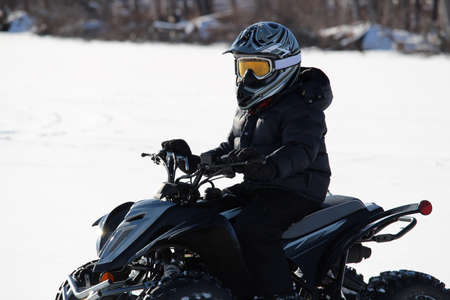 ATVing in Winter on a Windy Dayの写真素材