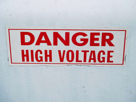 Danger High Voltage Sign on an Power Boxの写真素材