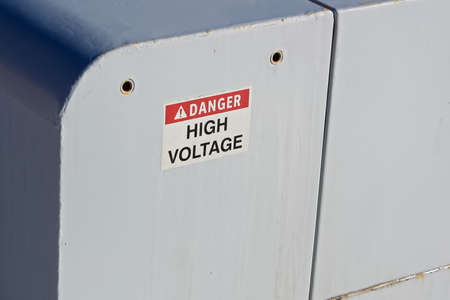 Danger High Voltage Sign on an Electrical Box.の写真素材