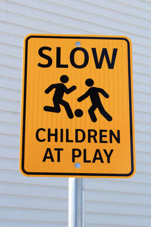 Slow Children at Play Sign in Housing Complex.の写真素材