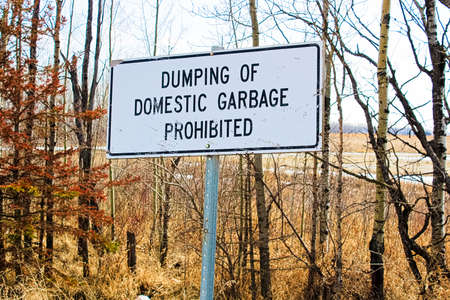 Dumping of domestic garbage prohibited sign.の写真素材