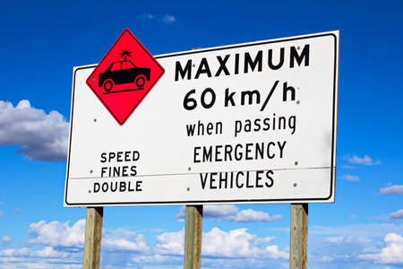 Maximum speed while passing emergency vehicles sign.の写真素材