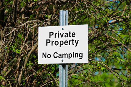 Private Property No Camping Sign.の写真素材