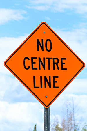 Closeup of a no centre line sign.の写真素材