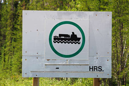 Signs indicating that the ferry is operational.の写真素材