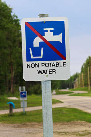 A non potable water sign at a sanidump station.の写真素材