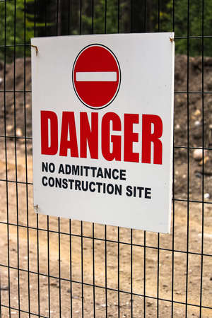 A Danger No Admittance Construction Site signの写真素材