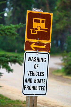 A Washing Vehicles and Boats Prohibited signの写真素材