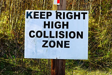 A Keep Right High Collision Zone signの写真素材