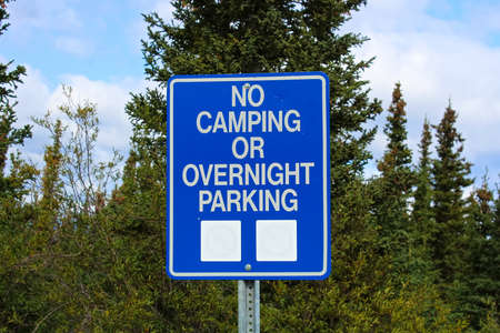 A no camping or overnight parking signの写真素材