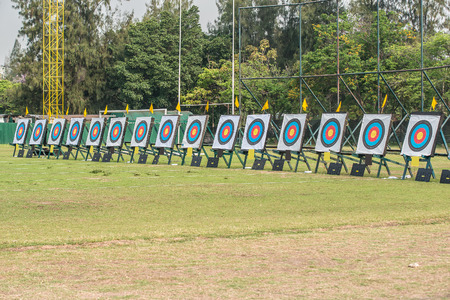 Many archery targetsの写真素材