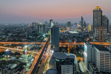 Modern city, Sathon Road, Bangkok, Thailandのeditorial素材