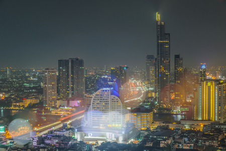 Modern city, Sathon Road, Bangkok, Thailandの写真素材